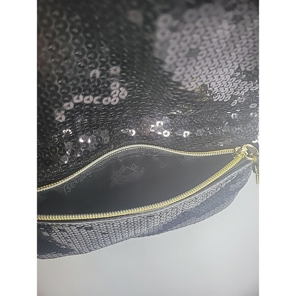 Vintage Betseyville Betsey johnson Purse Shoulder Black Gold Sequin Fold Over - Picture 10 of 15